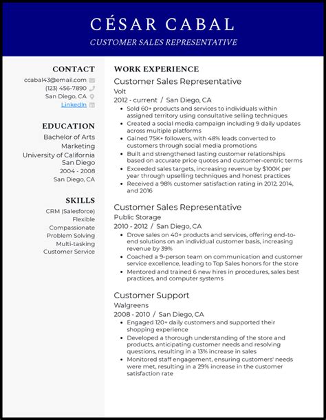 sample resume sales representative